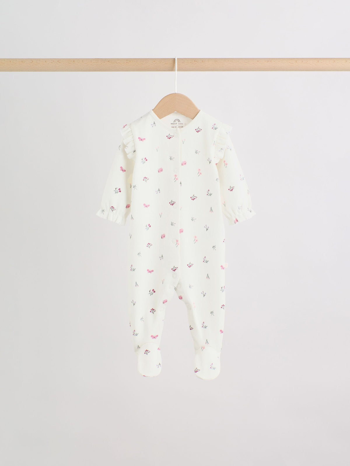Pink Floral Bunny Baby Sleepsuits 3 Pack (0mths-2yrs) image 5