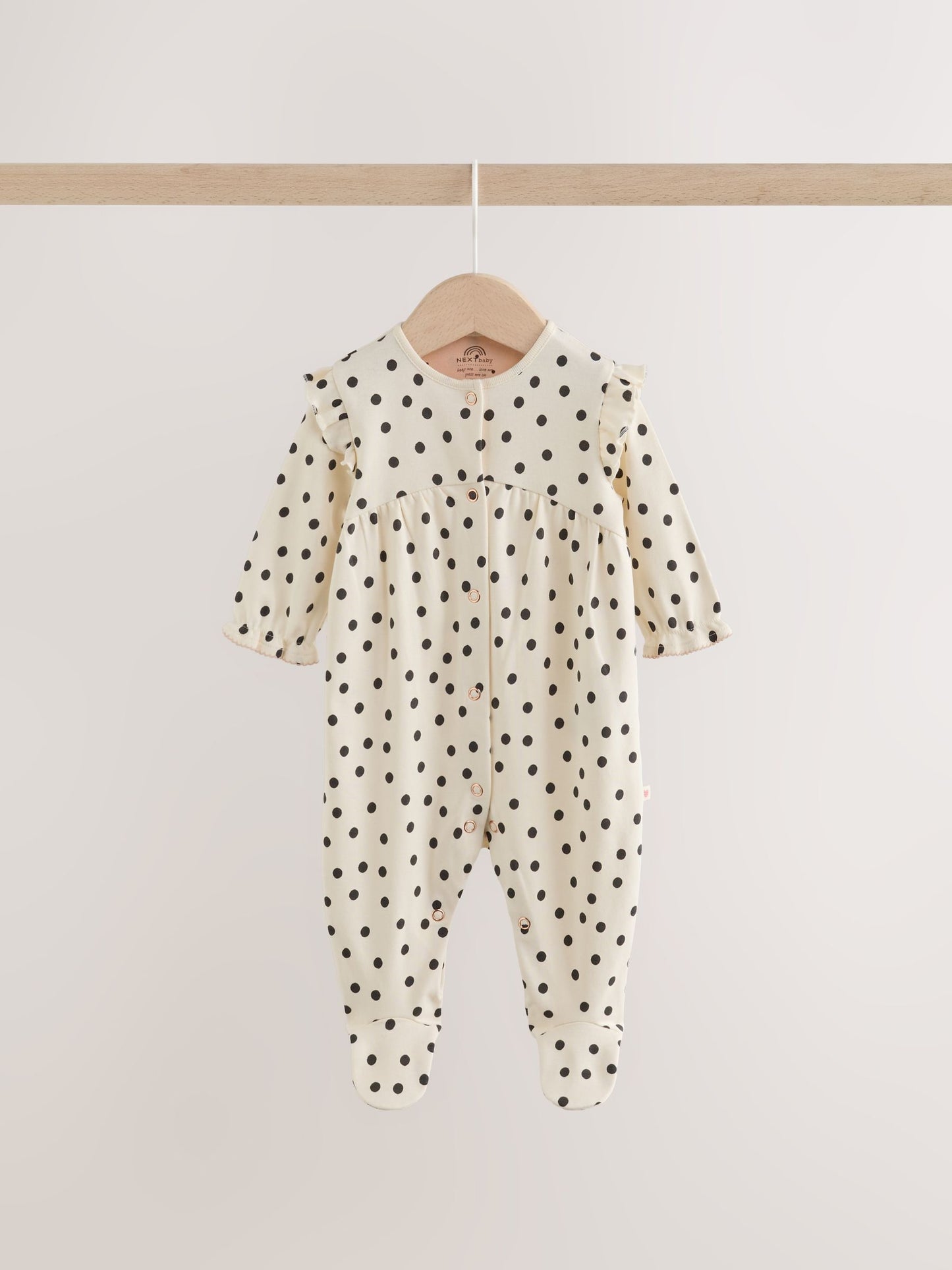 Cream/Pink Polka Dot Baby Sleepsuits 3 Pack (0mths-2yrs) image 3