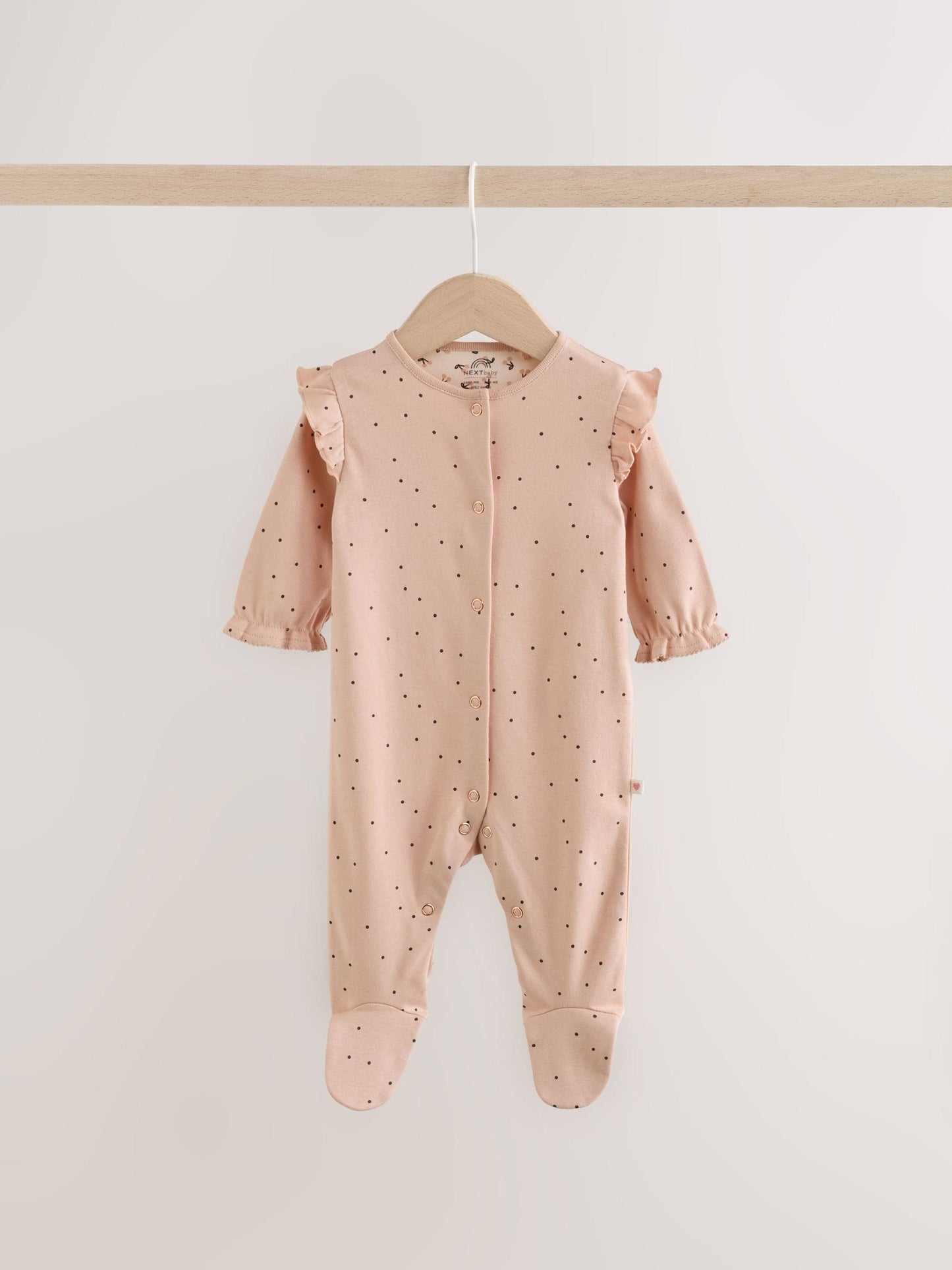 Cream/Pink Polka Dot Baby Sleepsuits 3 Pack (0mths-2yrs) image 4