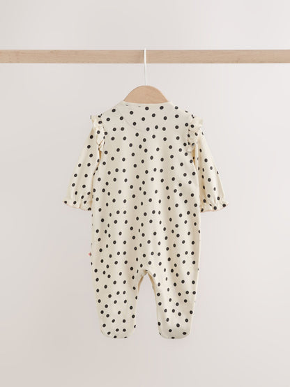 Cream/Pink Polka Dot Baby Sleepsuits 3 Pack (0mths-2yrs) image 5