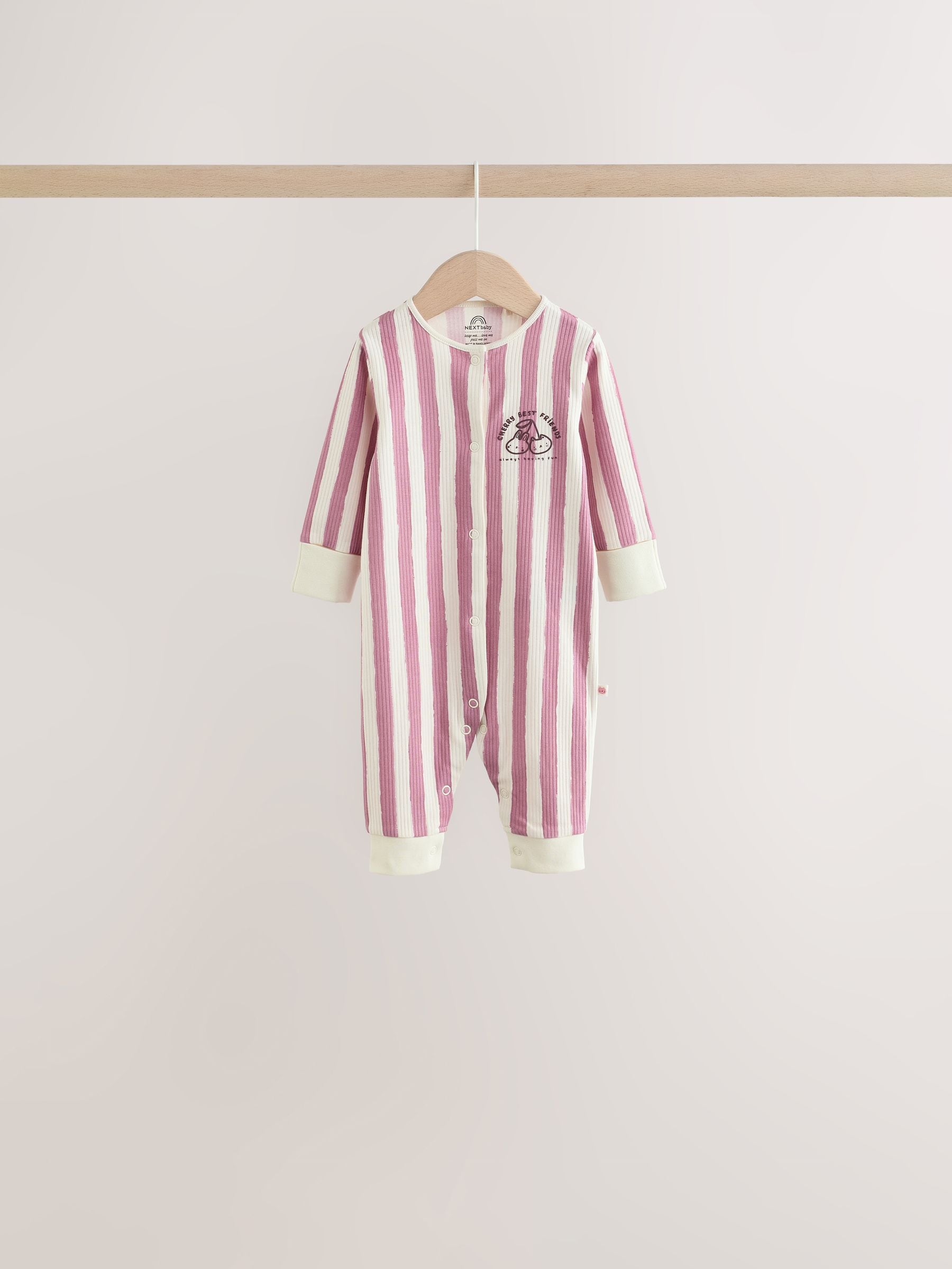 Burgundy/Purple Kitten Baby Sleepsuits 5 Pack (0mths-2yrs) image 3
