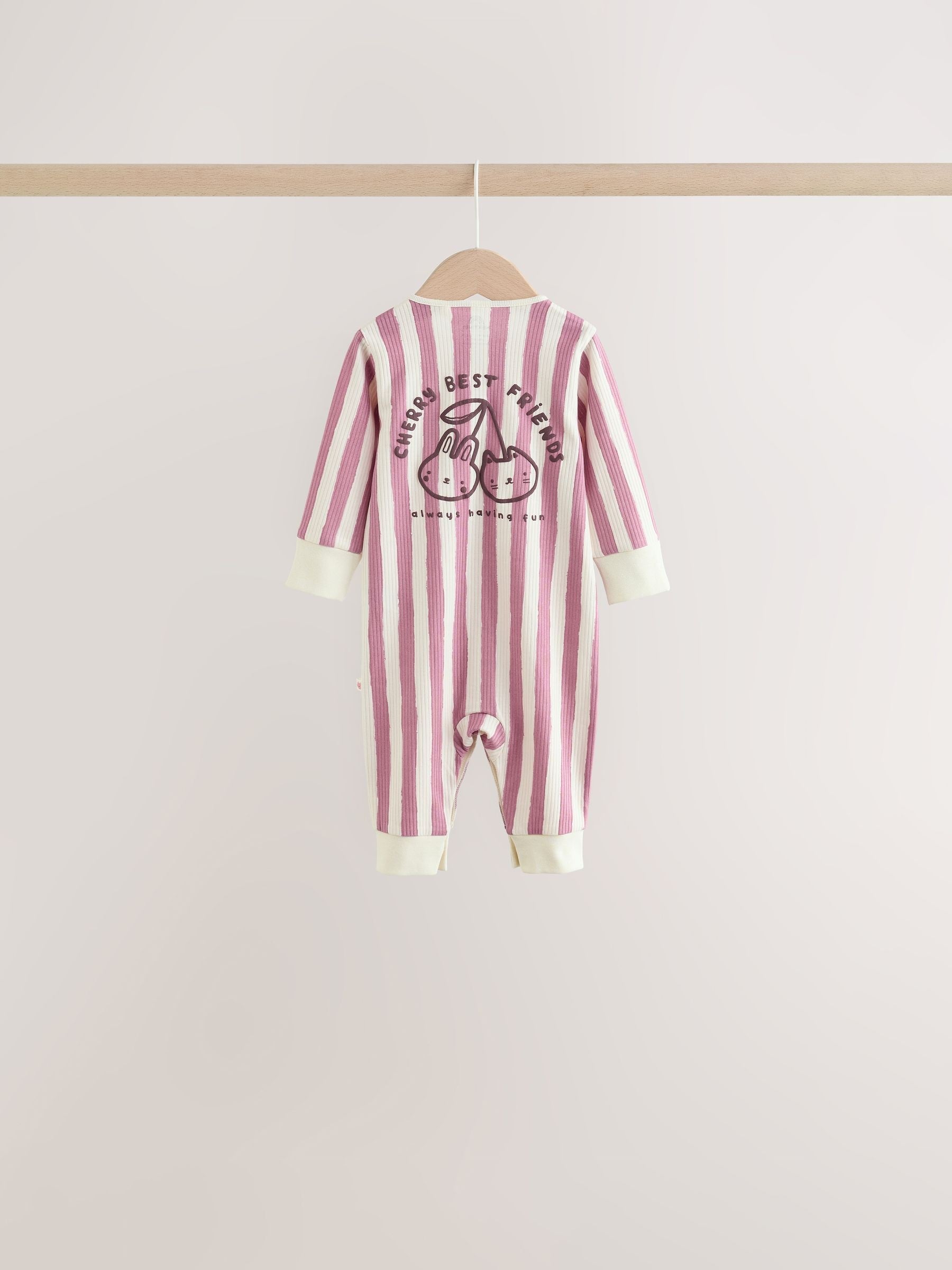 Burgundy/Purple Kitten Baby Sleepsuits 5 Pack (0mths-2yrs) image 4