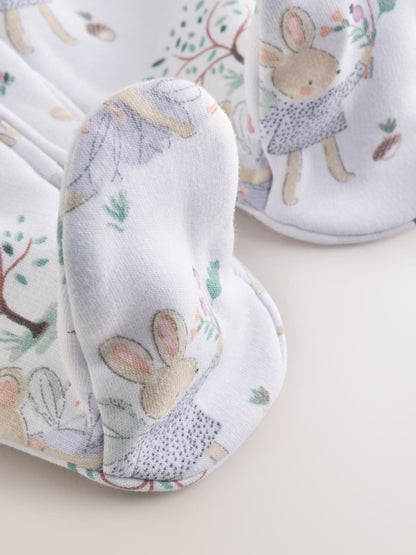 White/Lilac Fairy Mouse Fleece Lined Two Way Zip Baby Sleepsuit image 7