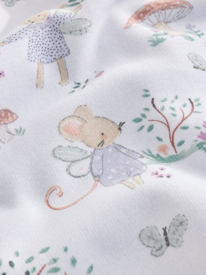 White/Lilac Fairy Mouse Fleece Lined Two Way Zip Baby Sleepsuit image 9