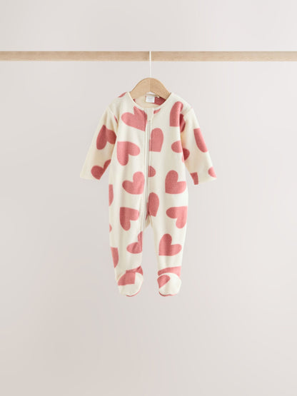 Dsiney Kidz - Pink Heart Baby Micro Fleece Two Way Zip Sleepsuits 4 Pack image 2