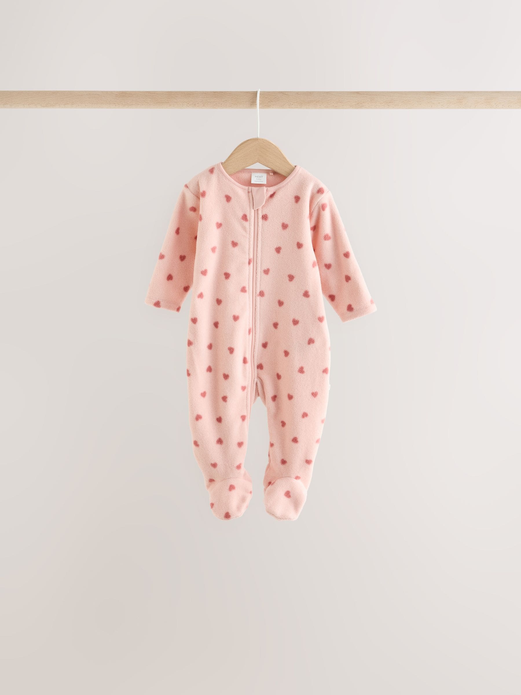 Dsiney Kidz - Pink Heart Baby Micro Fleece Two Way Zip Sleepsuits 4 Pack image 3