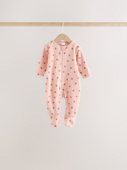 Dsiney Kidz - Pink Heart Baby Micro Fleece Two Way Zip Sleepsuits 4 Pack image 3