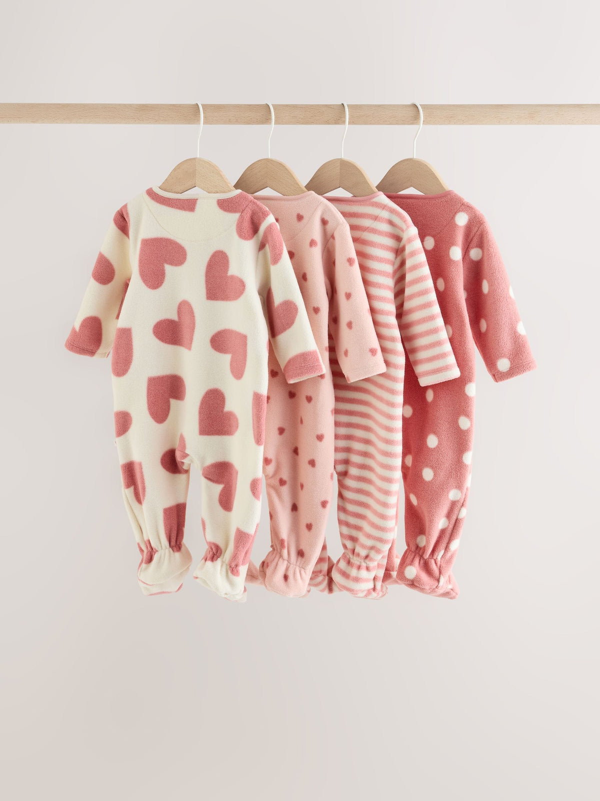 Dsiney Kidz - Pink Heart Baby Micro Fleece Two Way Zip Sleepsuits 4 Pack image 6