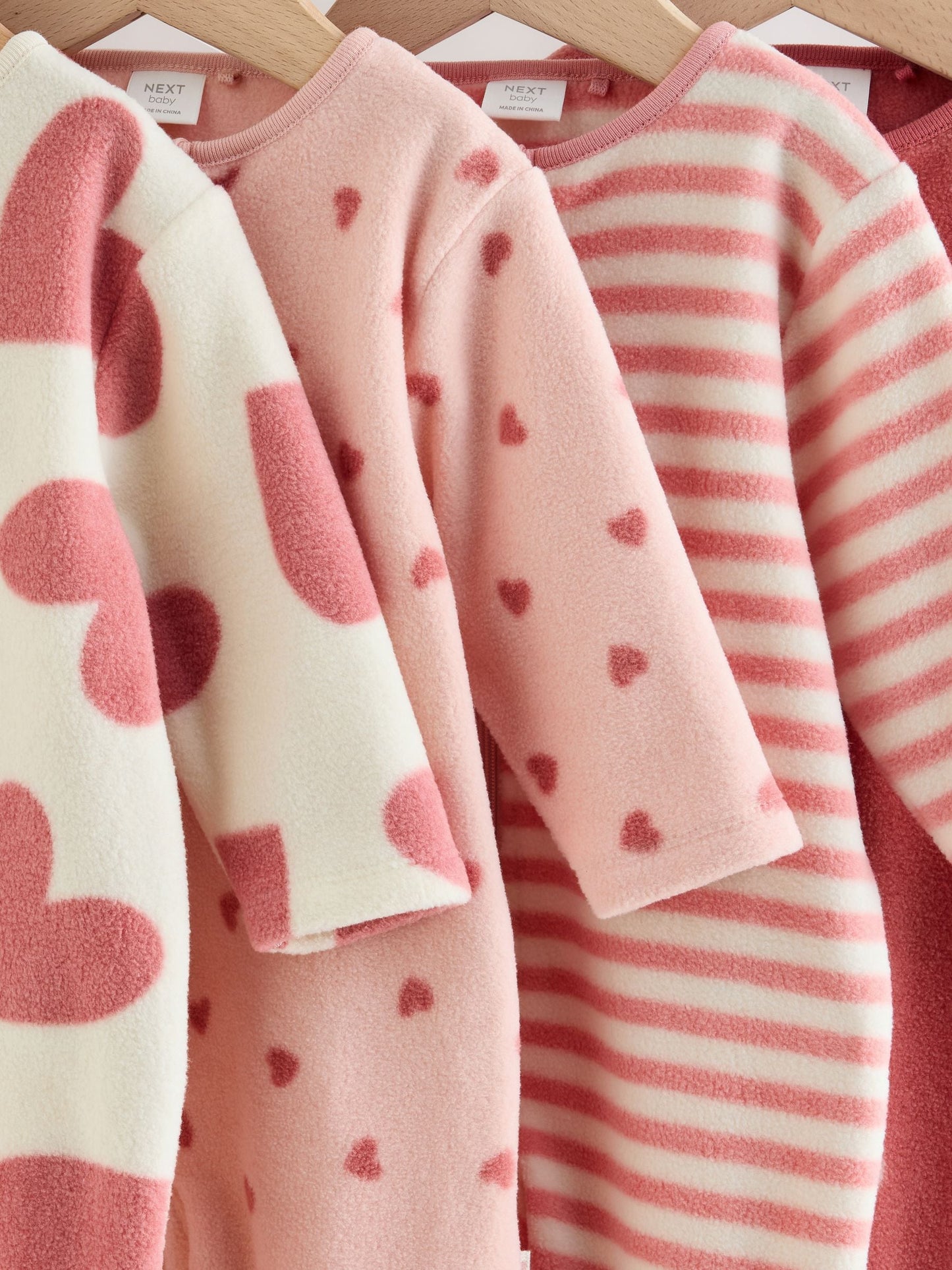 Dsiney Kidz - Pink Heart Baby Micro Fleece Two Way Zip Sleepsuits 4 Pack image 8