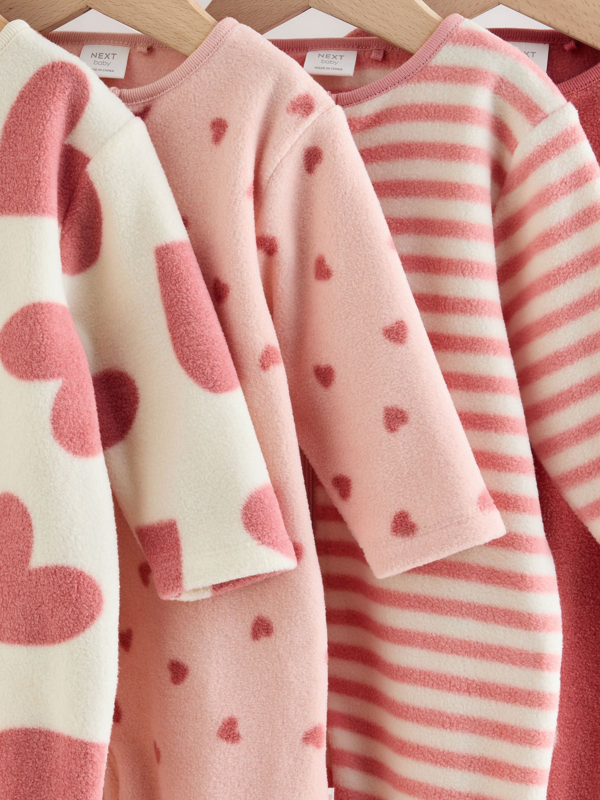Dsiney Kidz - Pink Heart Baby Micro Fleece Two Way Zip Sleepsuits 4 Pack image 8