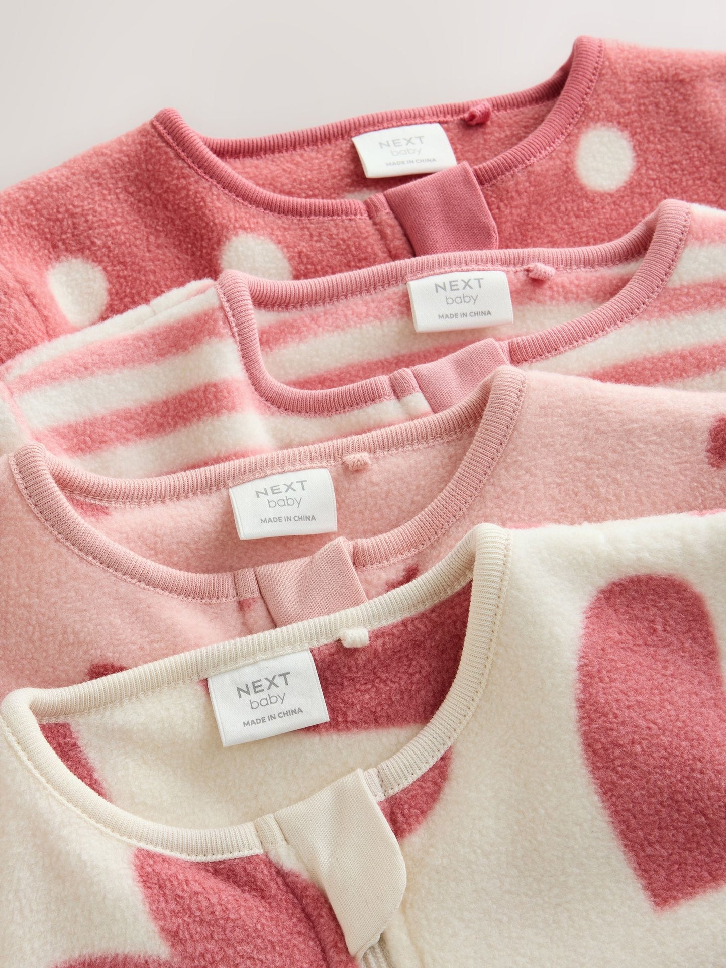 Dsiney Kidz - Pink Heart Baby Micro Fleece Two Way Zip Sleepsuits 4 Pack image 9