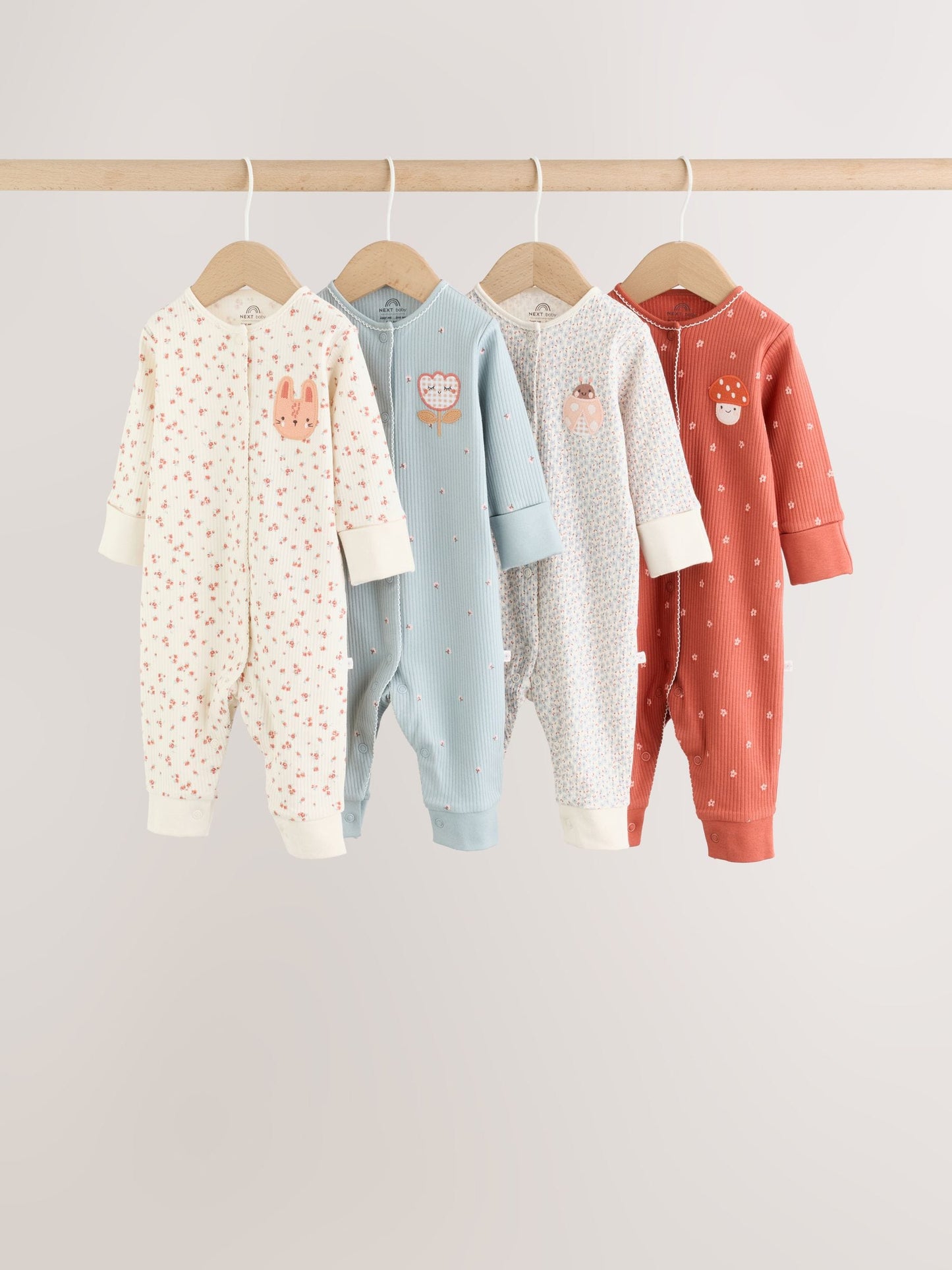 Multi Floral Baby Sleepsuits 4 Pack (0mths-3yrs) image 1
