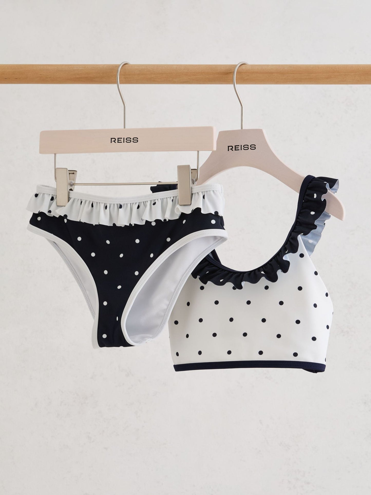 Reiss Navy/Ivory Zaria 9-13 yrs Printed Ruffle Bikini Set image 1