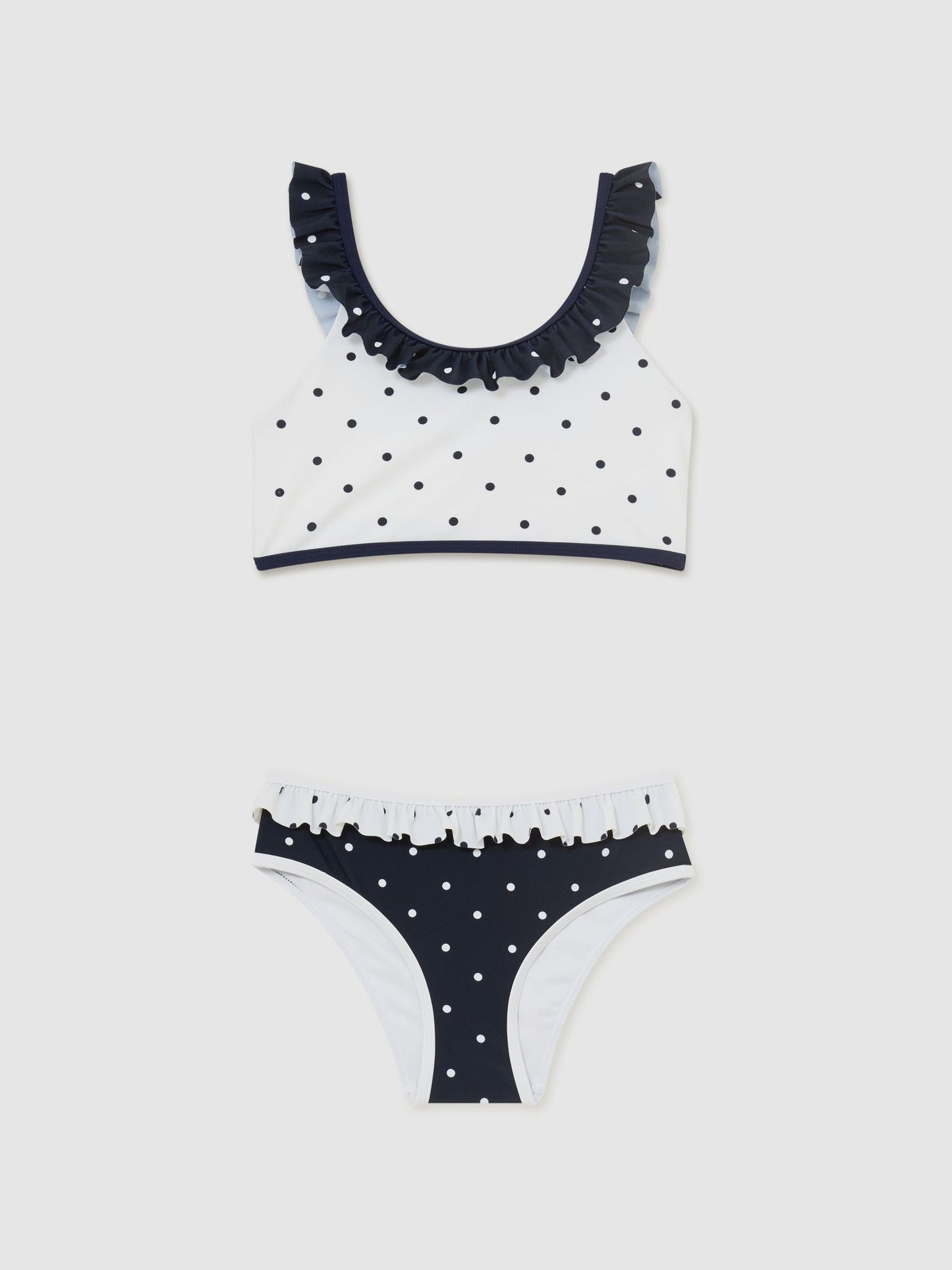 Reiss Navy/Ivory Zaria 9-13 yrs Printed Ruffle Bikini Set image 2