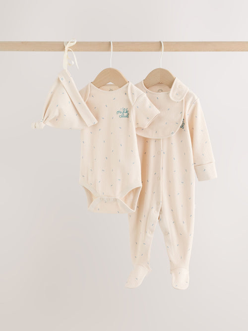 Neutral Milk Club Baby Sleepsuit, Bodysuit, Beanie and Bib Set 4 Piece (0-12mths) image 1