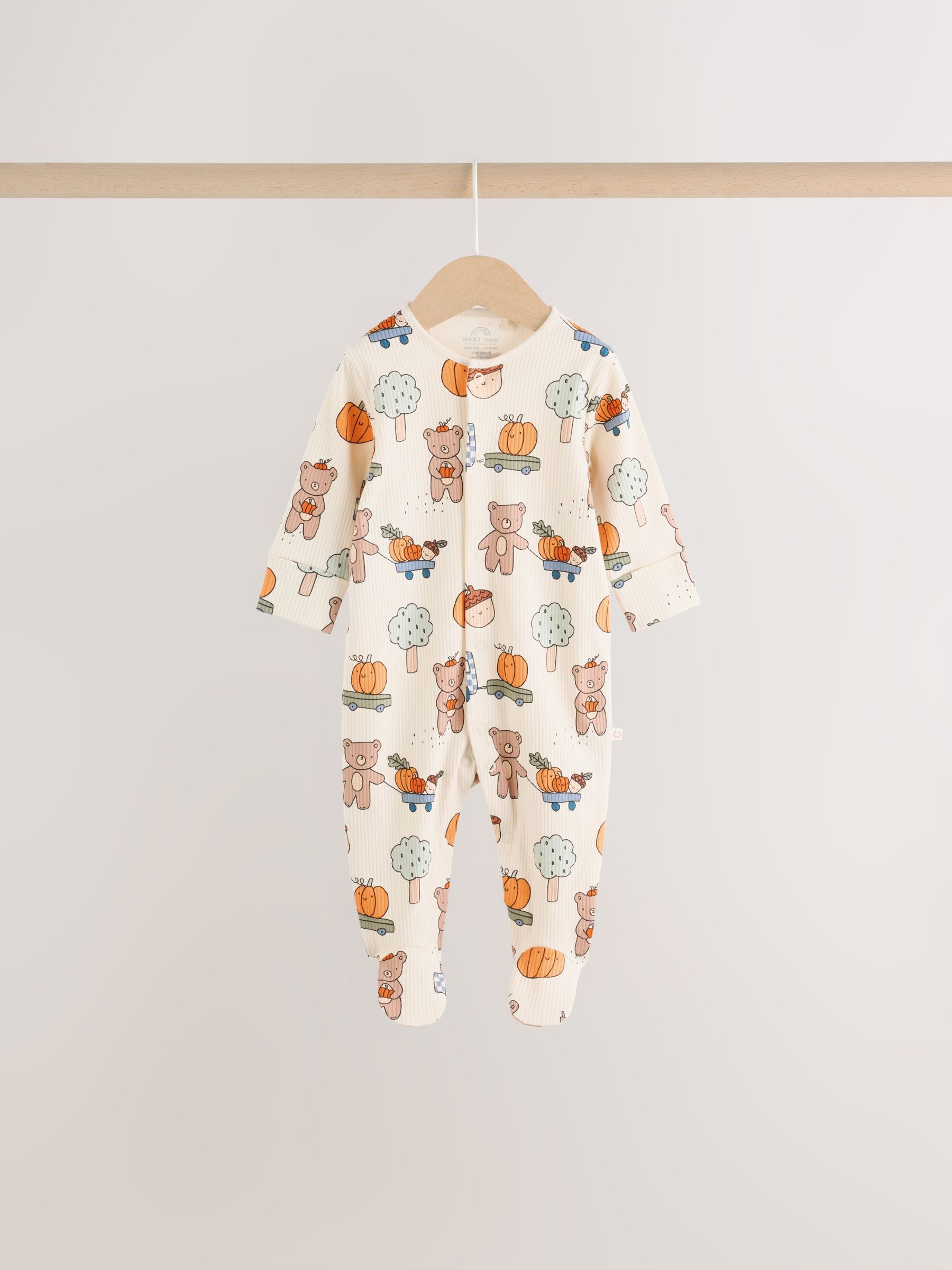 Sage Green Pumpkin Baby Sleepsuit 3 Pack (0mths-2yrs) image 2