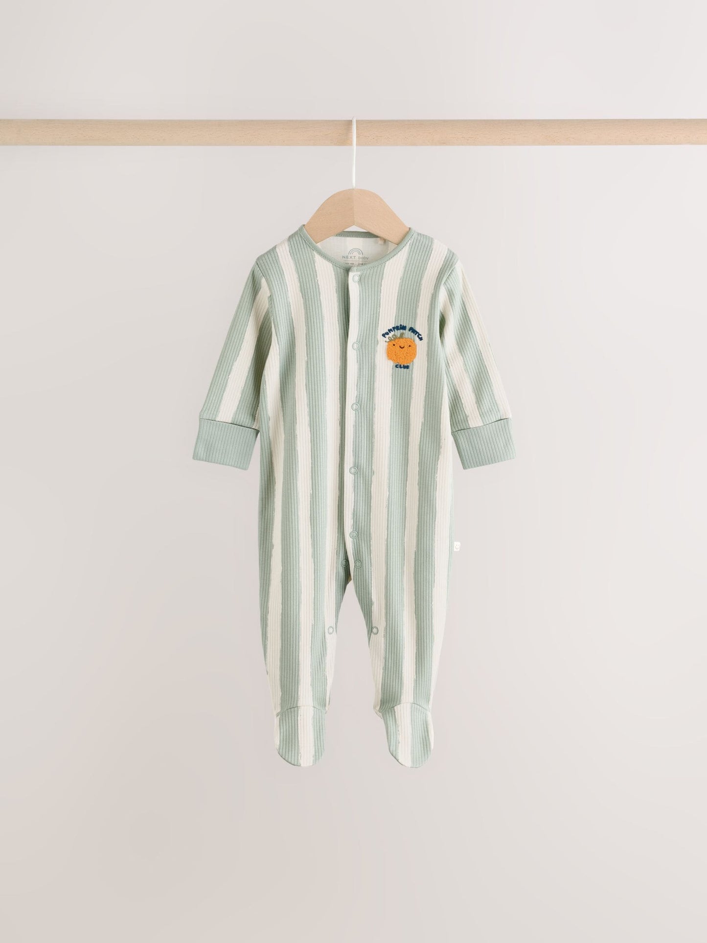 Sage Green Pumpkin Baby Sleepsuit 3 Pack (0mths-2yrs) image 3