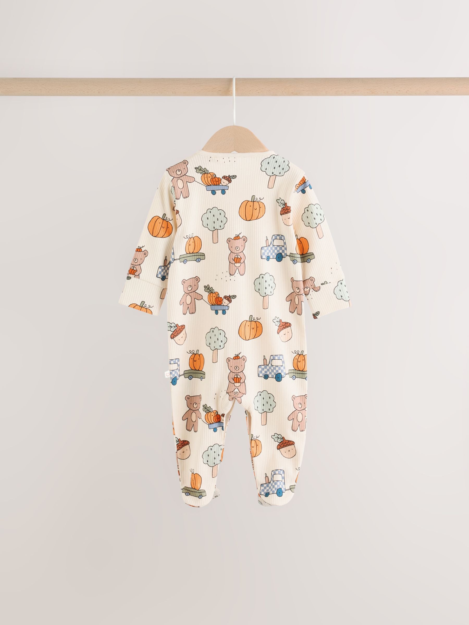 Sage Green Pumpkin Baby Sleepsuit 3 Pack (0mths-2yrs) image 6