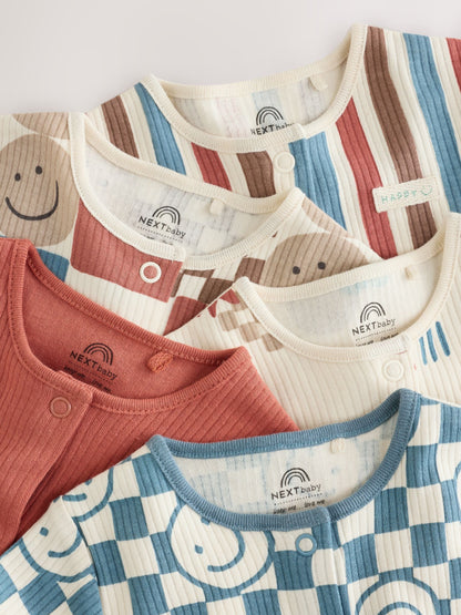 Blue/Red Patterned Baby Sleepsuits 5 Pack (0mths-3yrs) - image 10