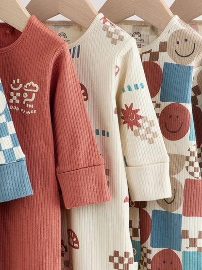 Blue/Red Patterned Baby Sleepsuits 5 Pack (0mths-3yrs) - image 9