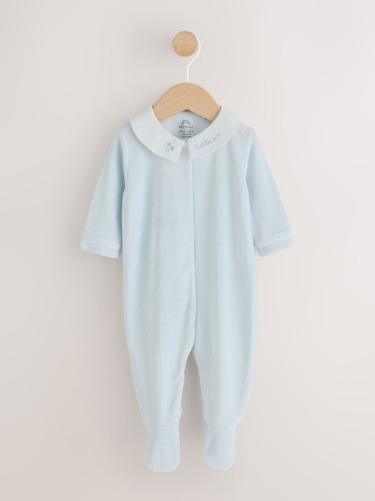 Pale Blue Velour Baby Sleepsuit (0-3yrs) - image 3