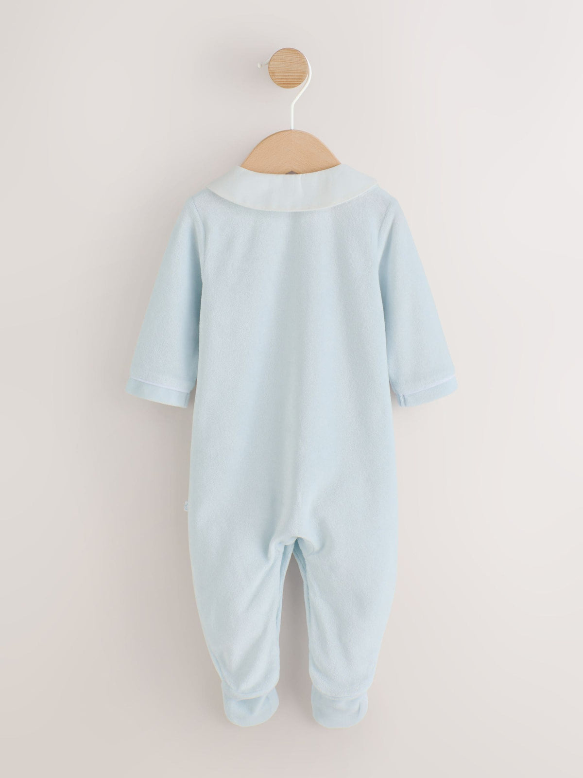 Pale Blue Velour Baby Sleepsuit (0-3yrs) - image 4