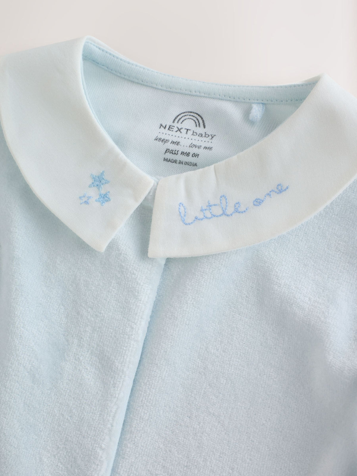 Pale Blue Velour Baby Sleepsuit (0-3yrs) - image 5
