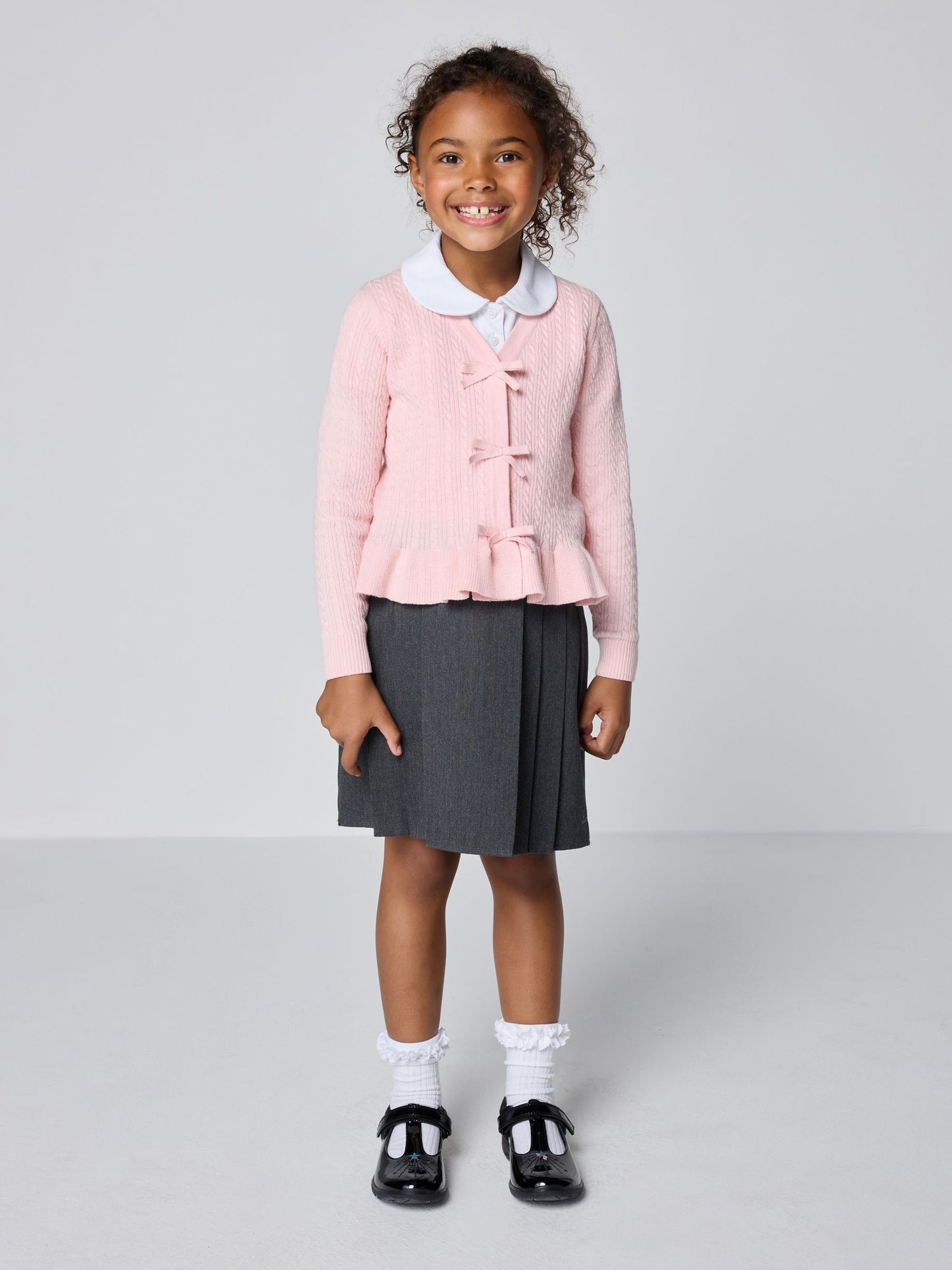 Dsiney Kidz - Clarks Pink Bow Front Knitted School Cardigan image 2