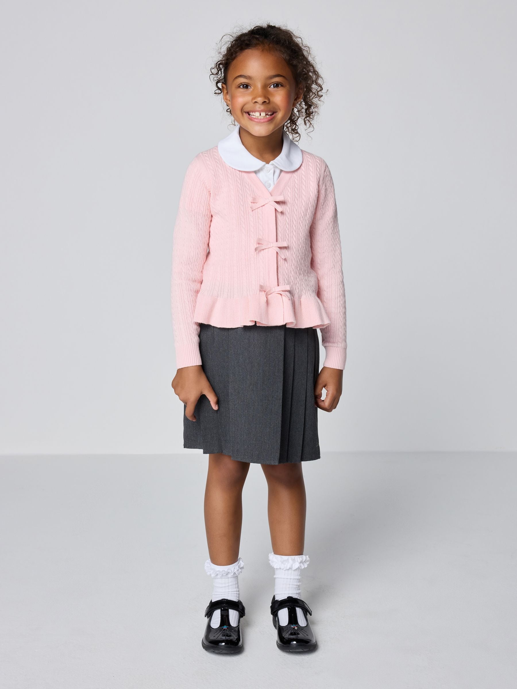 Dsiney Kidz - Clarks Pink Bow Front Knitted School Cardigan image 2