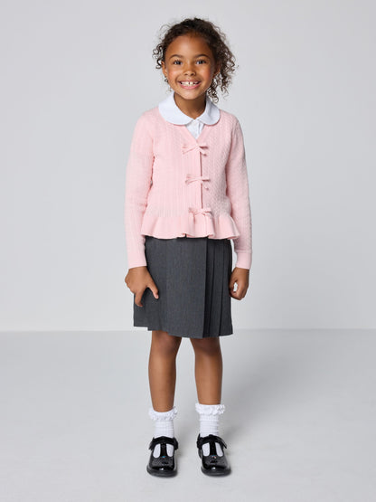 Dsiney Kidz - Clarks Pink Bow Front Knitted School Cardigan image 2