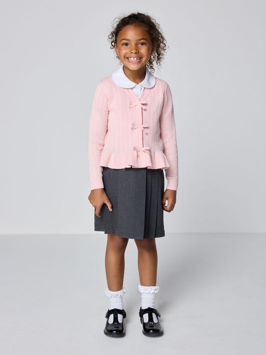 Dsiney Kidz - Clarks Pink Bow Front Knitted School Cardigan image 2