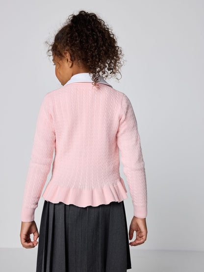 Dsiney Kidz - Clarks Pink Bow Front Knitted School Cardigan image 4