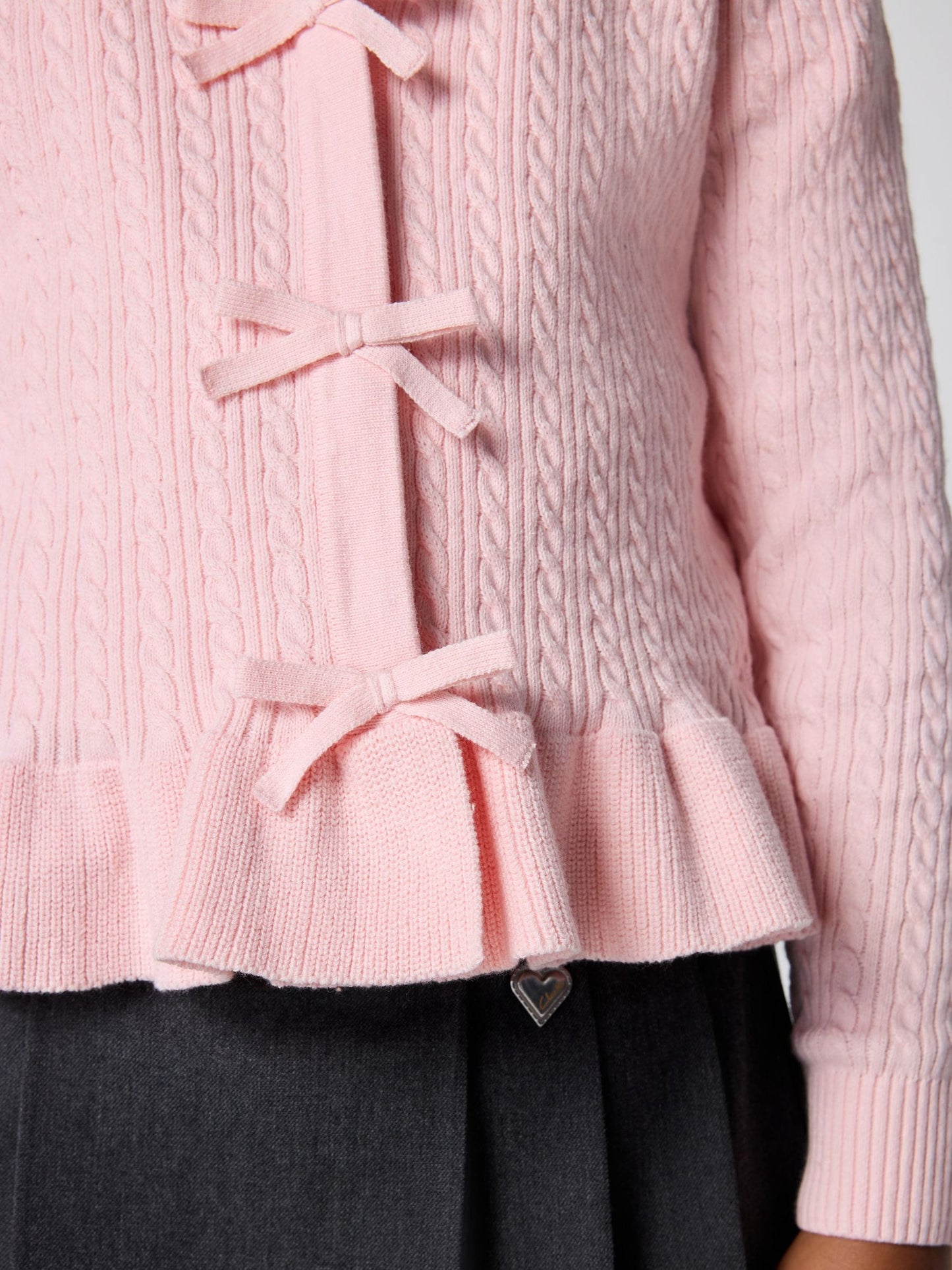 Dsiney Kidz - Clarks Pink Bow Front Knitted School Cardigan image 5