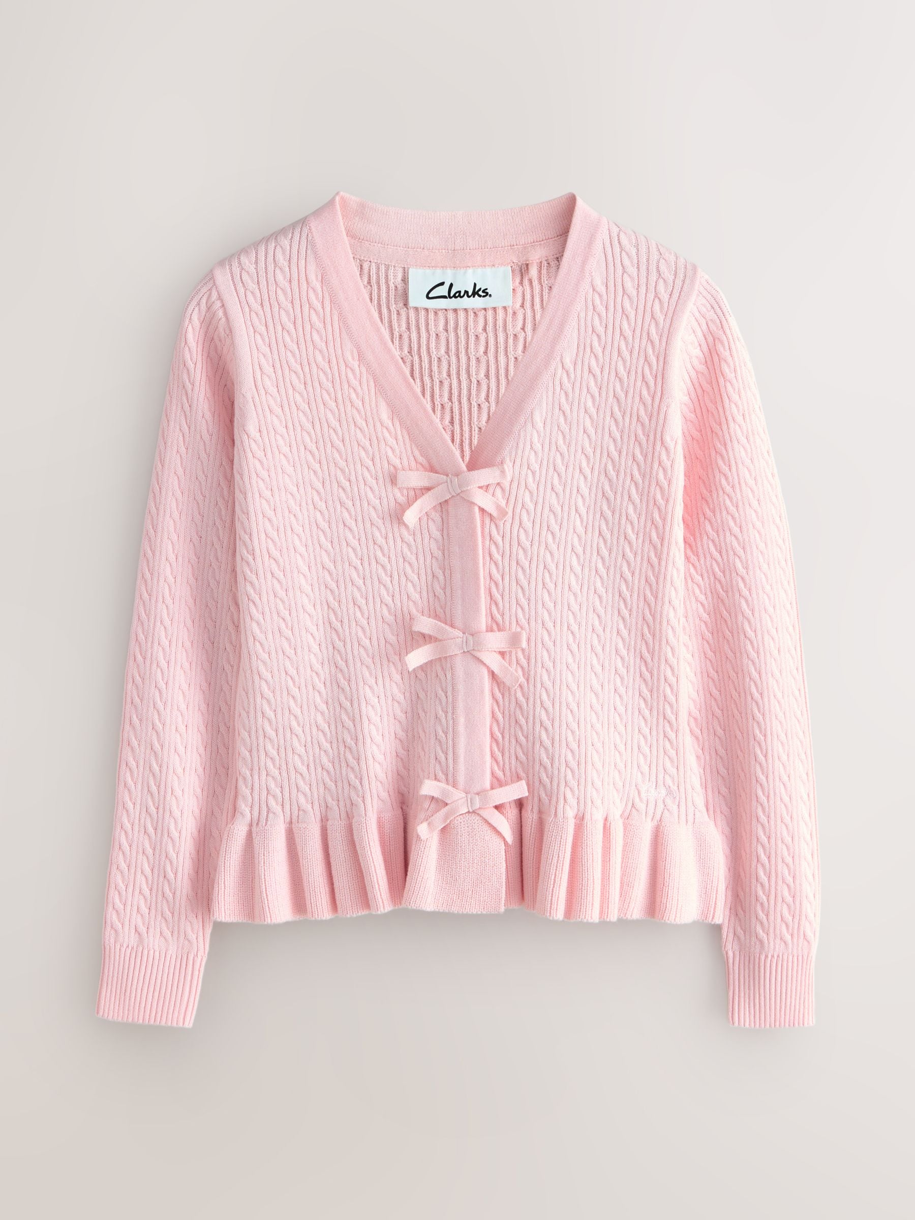 Dsiney Kidz - Clarks Pink Bow Front Knitted School Cardigan image 6