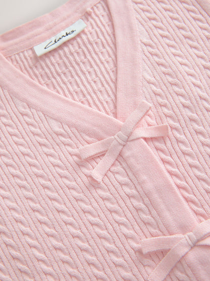 Dsiney Kidz - Clarks Pink Bow Front Knitted School Cardigan image 8