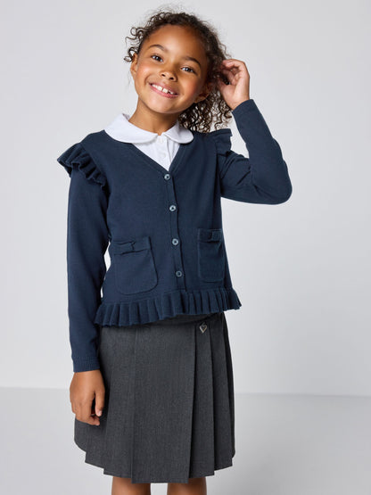 Dsiney Kidz - Navy Clarks Frill Knitted School Cardigan image 1