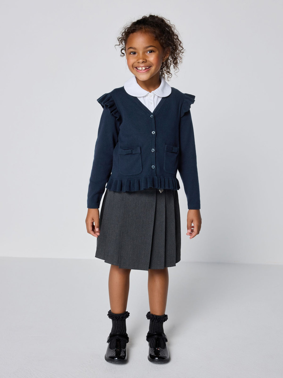 Dsiney Kidz - Navy Clarks Frill Knitted School Cardigan image 2
