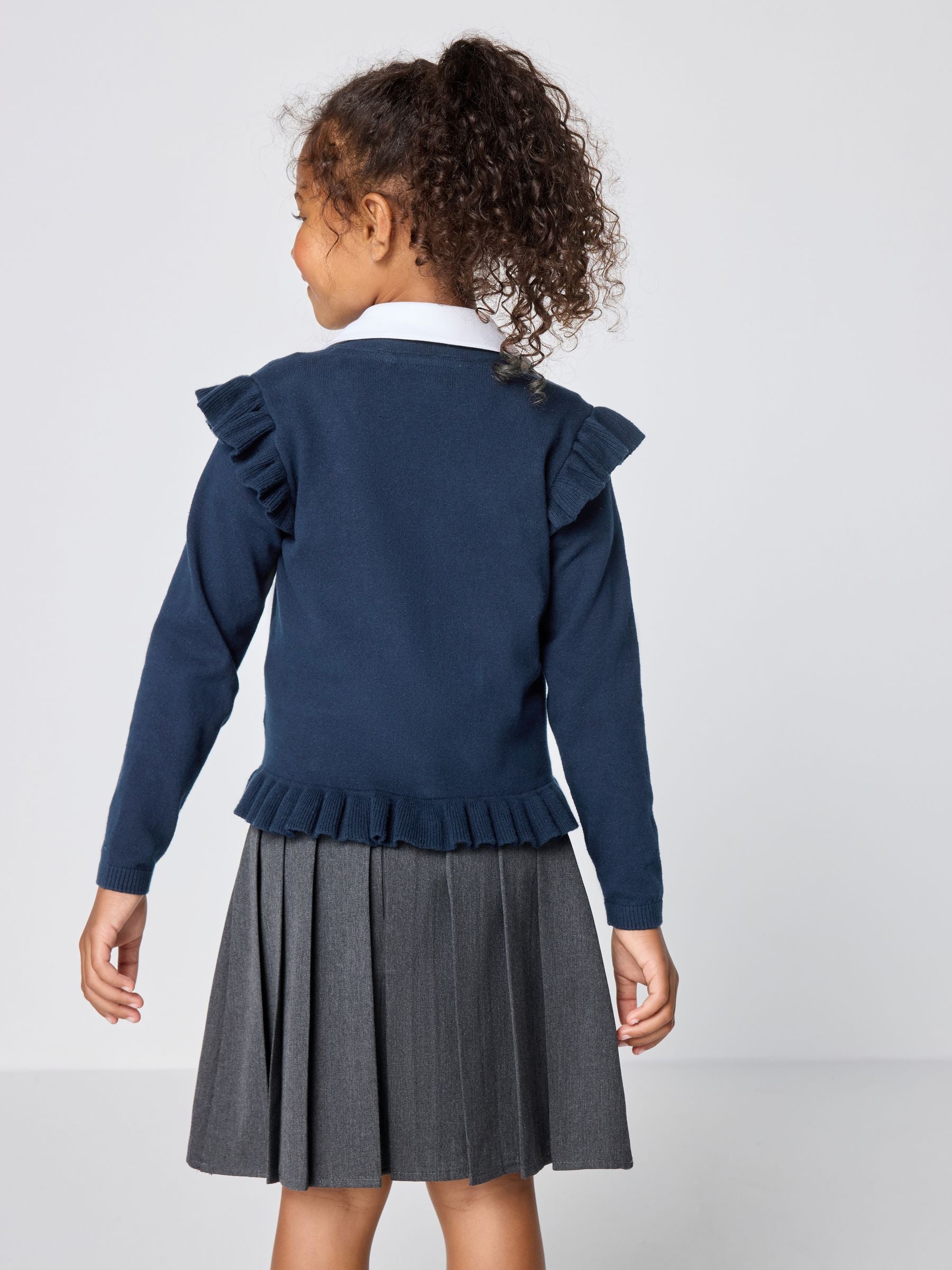 Dsiney Kidz - Navy Clarks Frill Knitted School Cardigan image 3