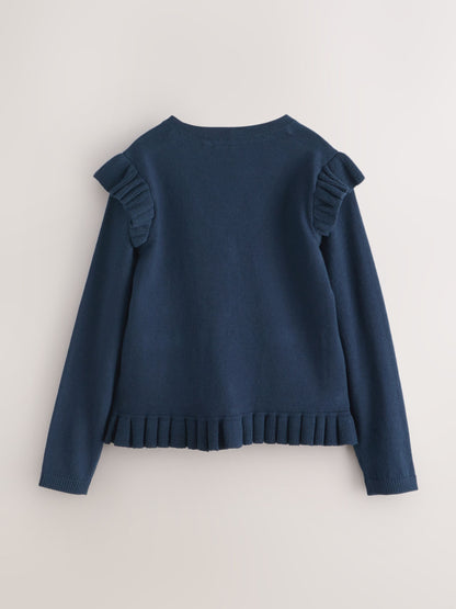 Dsiney Kidz - Navy Clarks Frill Knitted School Cardigan image 7