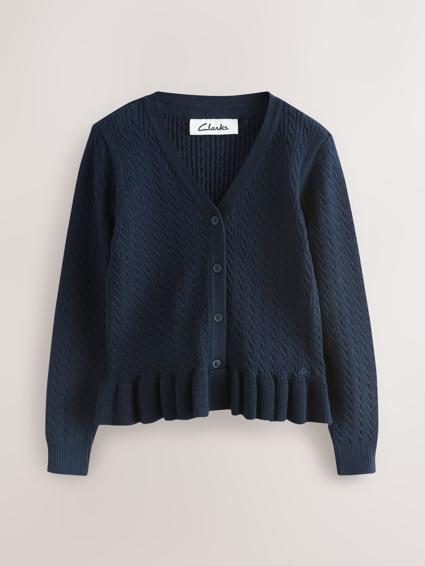 Dsiney Kidz - Clarks Navy Cable Knit Frill School Cardigan 2 Pack image 2