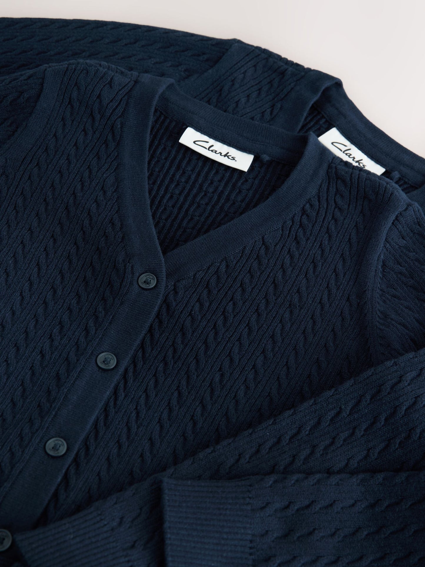 Dsiney Kidz - Clarks Navy Cable Knit Frill School Cardigan 2 Pack image 4