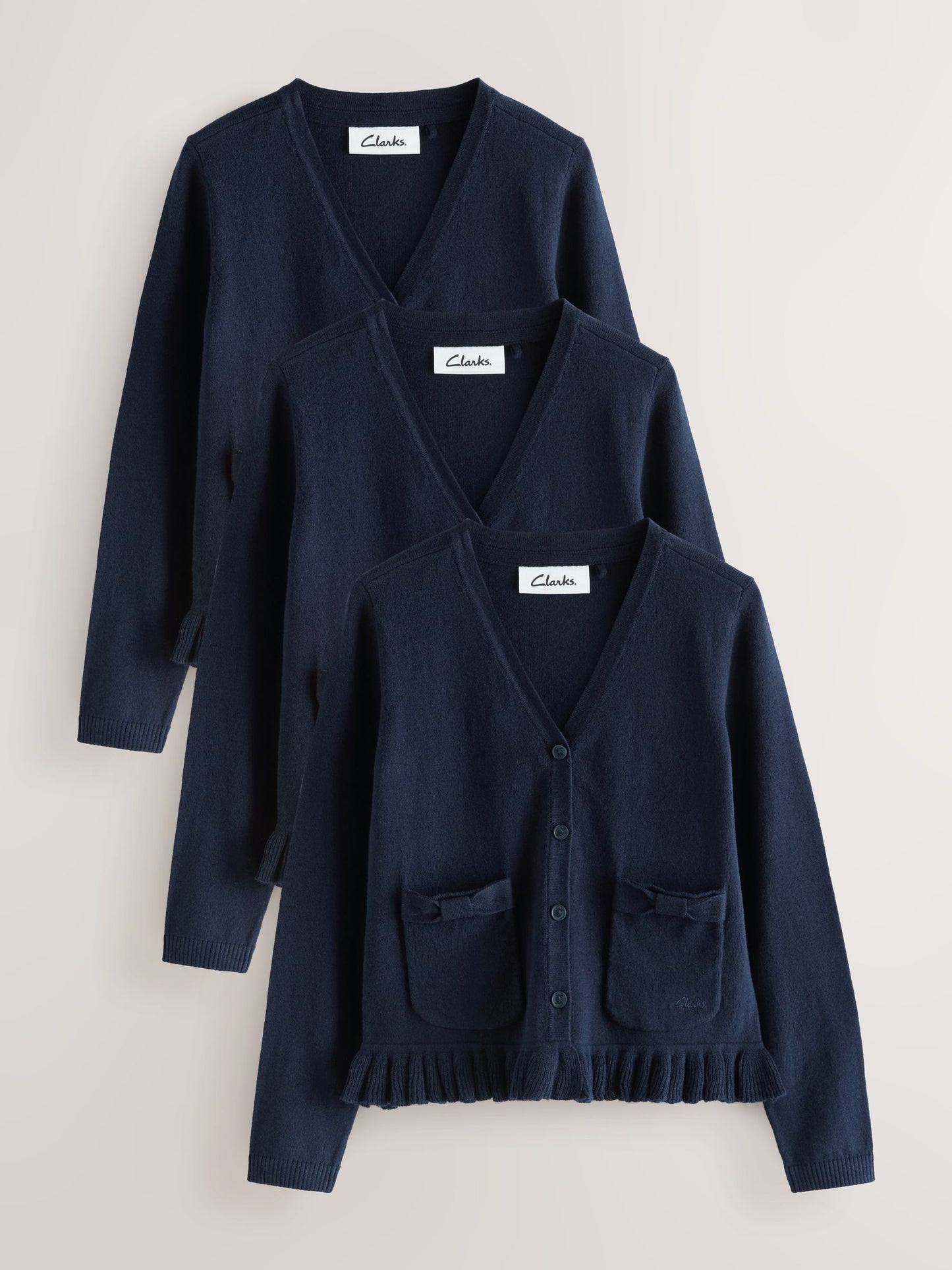 Dsiney Kidz - Clarks Navy Bow Knitted School Cardigans 3 Pack image 1
