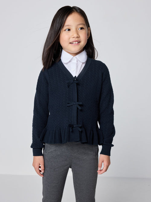 Dsiney Kidz - Clarks Navy Bow Front Knitted School Cardigan image 1