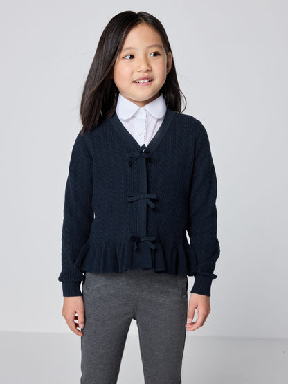 Dsiney Kidz - Clarks Navy Bow Front Knitted School Cardigan image 1
