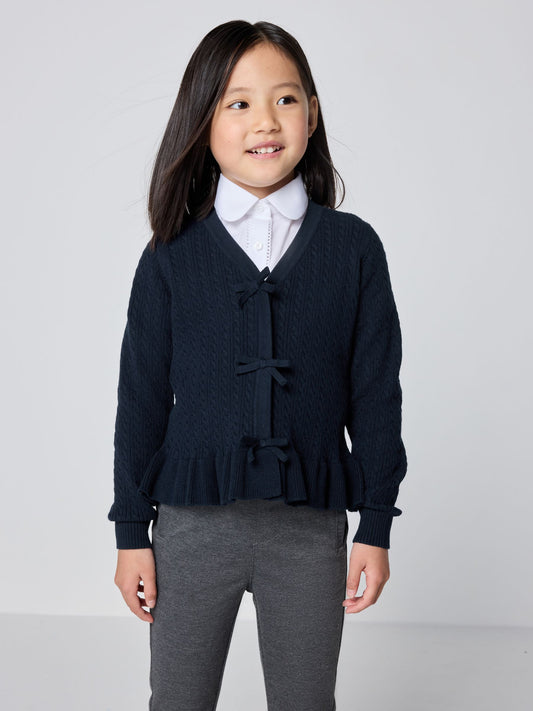 Dsiney Kidz - Clarks Navy Bow Front Knitted School Cardigan image 1