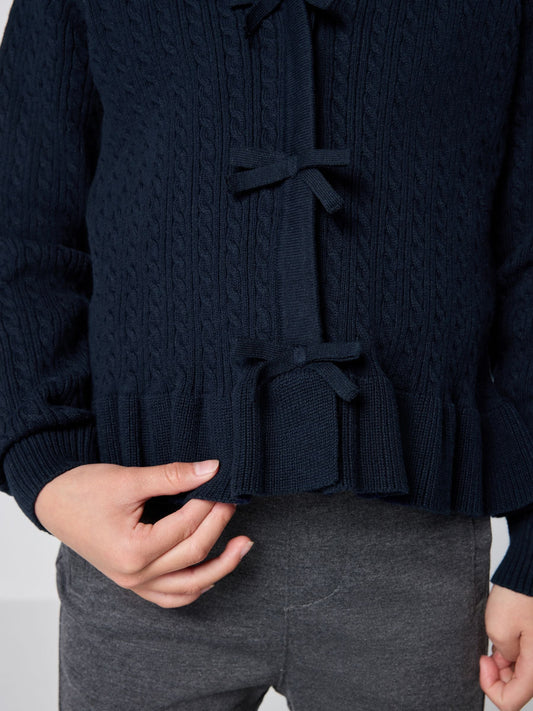 Dsiney Kidz - Clarks Navy Bow Front Knitted School Cardigan image 2