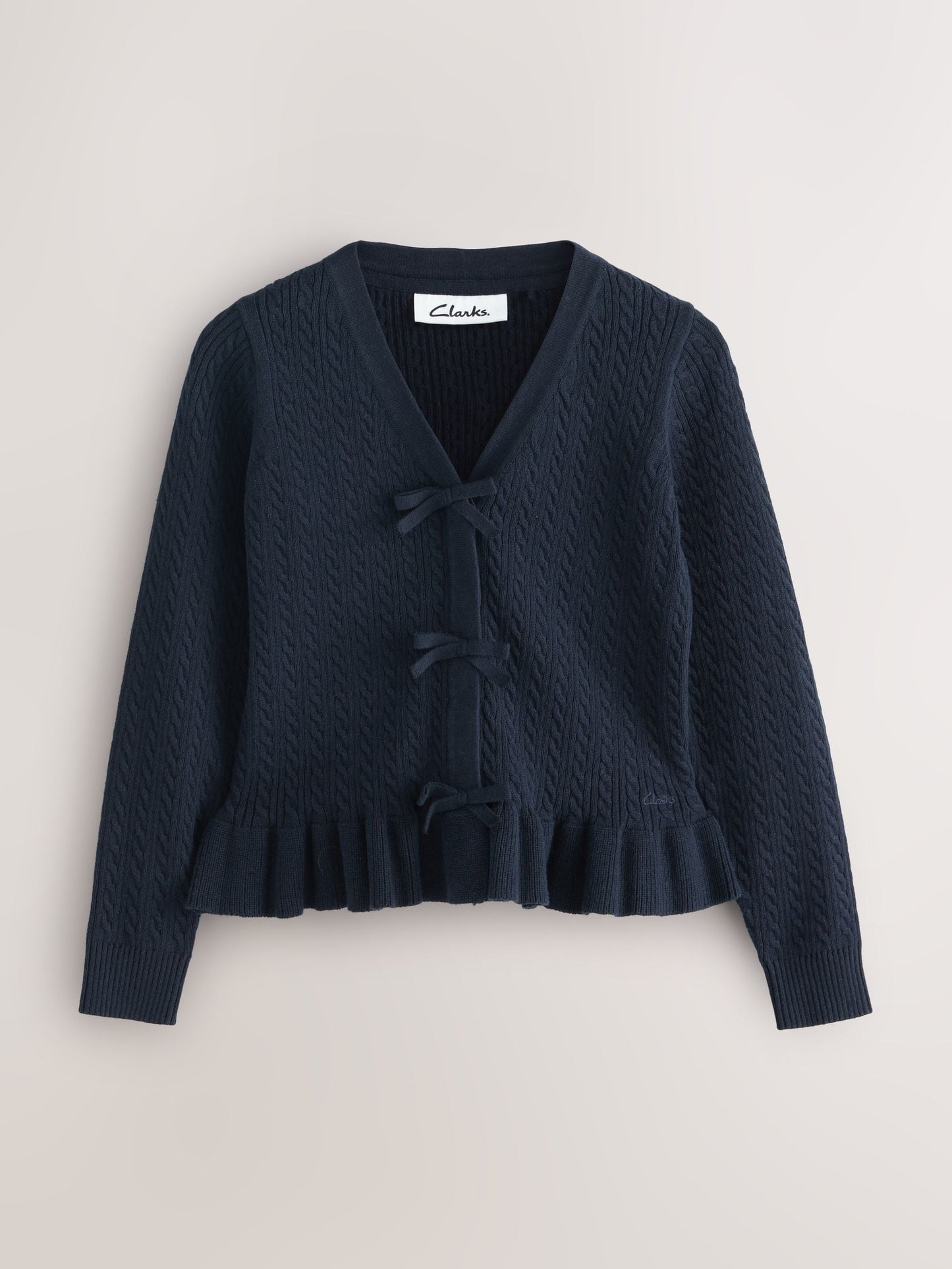 Dsiney Kidz - Clarks Navy Bow Front Knitted School Cardigan image 5