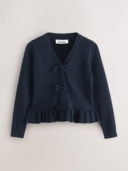 Dsiney Kidz - Clarks Navy Bow Front Knitted School Cardigan image 5