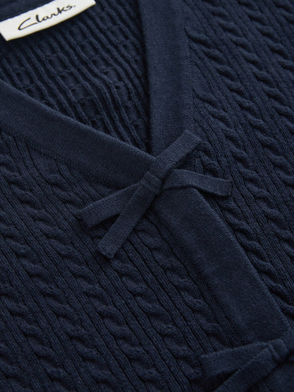 Dsiney Kidz - Clarks Navy Bow Front Knitted School Cardigan image 7