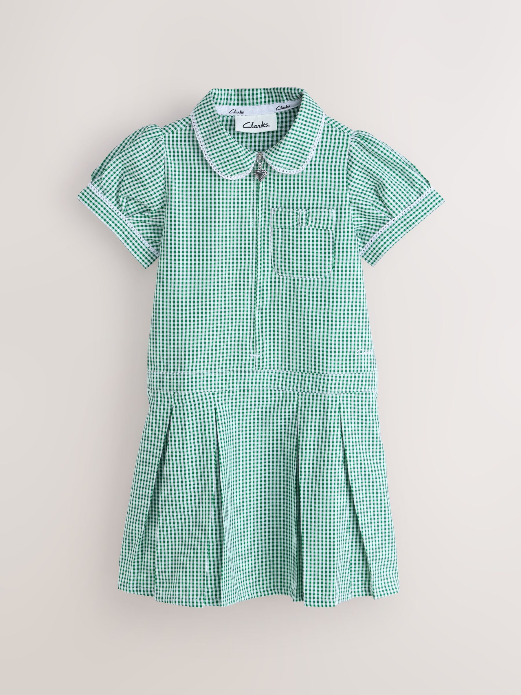 Clarks Green Gingham Zip Front School Dresses 2 Pack image 4